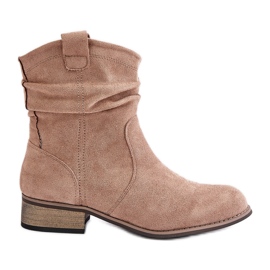 Stivaletti isolanti con volant su tacco basso, Elletinnia Beige