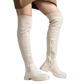 Stivali in tessuto beige con finitura opaca Scarlett