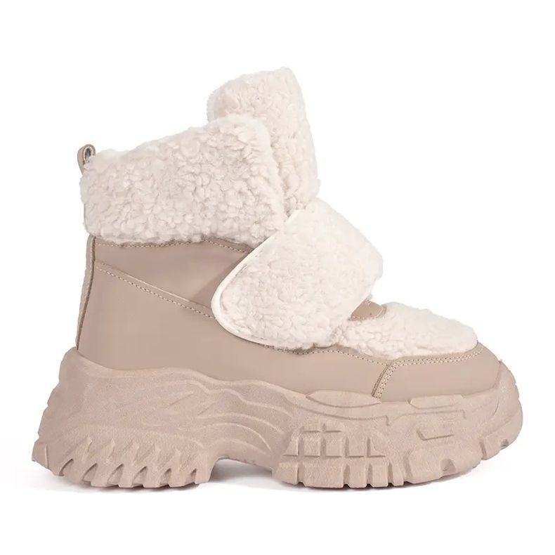 Seastar Doposci beige con plateau e pelliccia in shearling