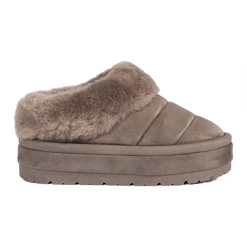 Doposci da donna beige slip-on bassi con pelliccia