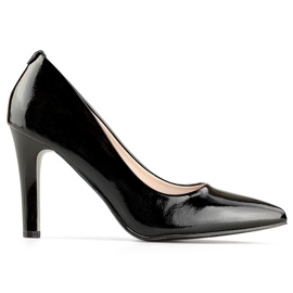 Décolleté da donna in vernice nera con tacco comodo, scarpe eleganti da donna nere nero