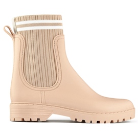 Stivali Wellington da donna beige con tomaia a calzino elastico