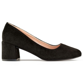 Décolleté a tacco basso in pelle scamosciata, classiche scarpe basse da donna nere nero