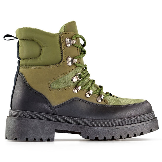 Stivaletti stringati da donna, scarpe invernali sopra la caviglia da donna verde