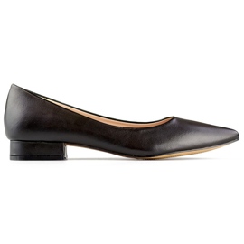 Scarpe classiche nere con sottopiede in pelle, décolleté da donna a punta con tacco basso nero
