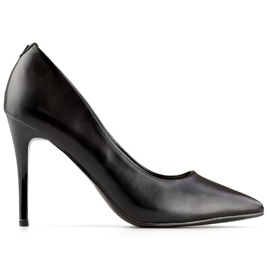 Scarpe con tacco classiche da donna nere con sottopiede in pelle nero