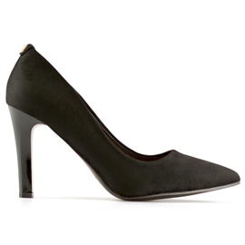 Décolleté da donna nere in camoscio con tacco comodo, scarpe eleganti da donna nere nero