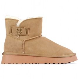 Doposci da donna in pelle naturale, stivali isolanti da donna, scarpe invernali beige