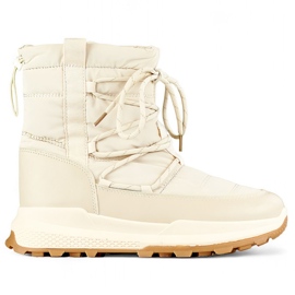 Doposci sportivi beige, scarpe invernali isolanti da donna con suola piatta