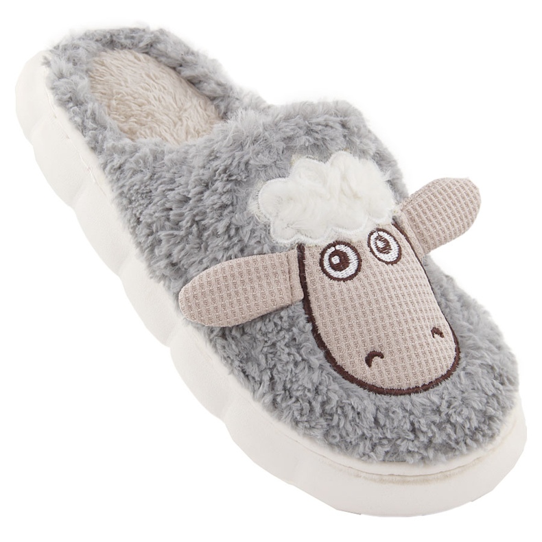 Ciabatte da casa da donna in pelliccia con pecora, grigie Filippo DK6683 grigio