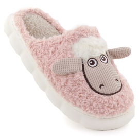 Ciabatte da casa da donna in pelliccia con pecora, rosa Filippo DK6683