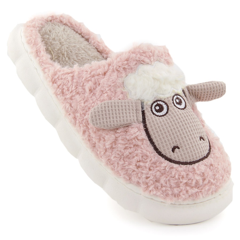 Ciabatte da casa da donna in pelliccia con pecora, rosa Filippo DK6683