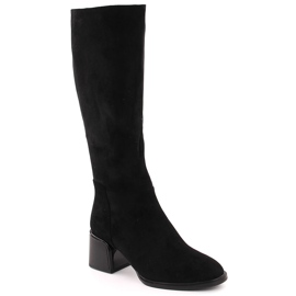 Stivali da donna in camoscio nero con tacco Filippo DKZ6603