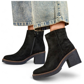 Stivali classici da donna con tacco in camoscio, nero 9613B