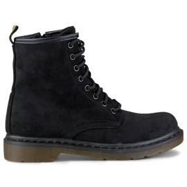 Stivali da lavoro da donna in camoscio nero scamosciato H1080B