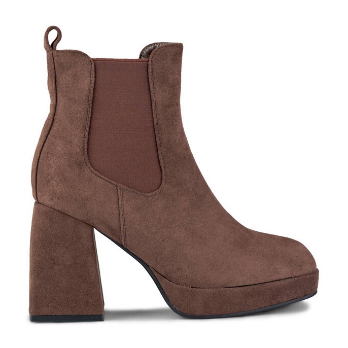 Stivaletti e plateau da donna, in camoscio marrone 987BR