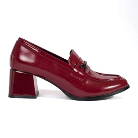 Goodin Mocassini da donna bordeaux con tacco alto rosso