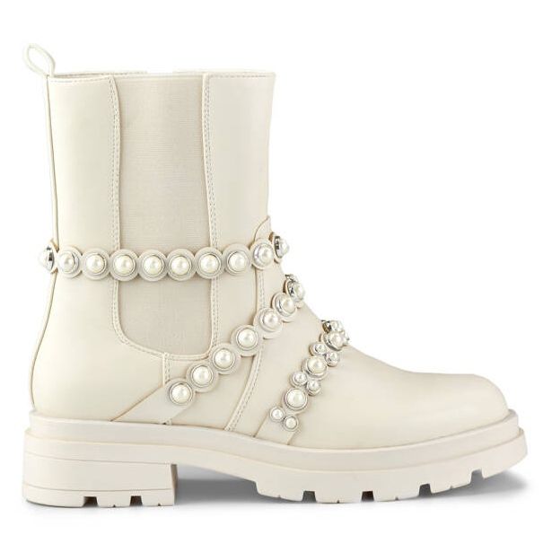 Stivaletti Chelsea da donna con perle, beige 58090-1BE