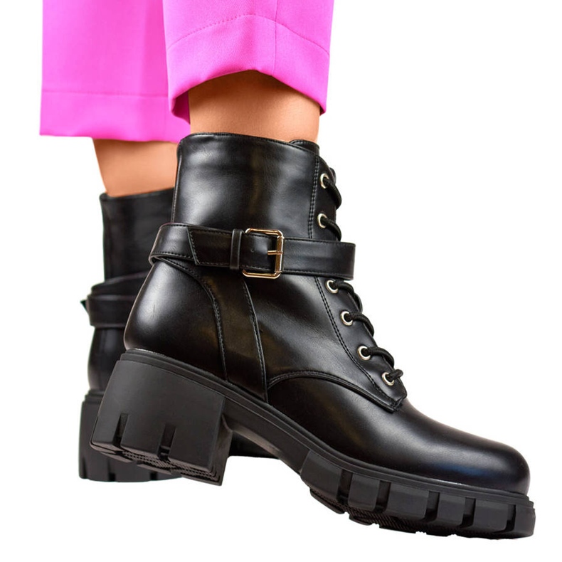 Stivali da donna con tacco basso e plateau, neri BM530B nero