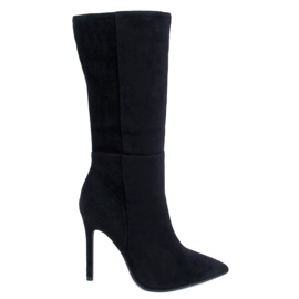 Stivali classici in camoscio con tacco alto Marissa Black nero