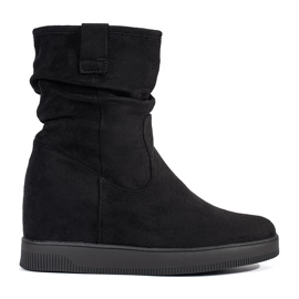 Stivaletti da donna in camoscio nero con zeppa nascosta