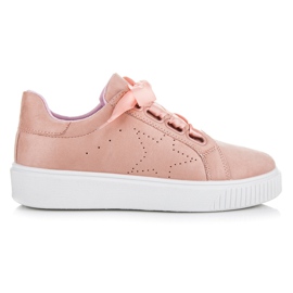 Wilady Sneakers In Pelle Scamosciata Con Un Nastro rosa
