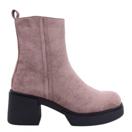 Stivaletti con tacco stabile Ruffin Khaki beige