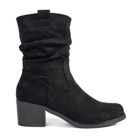 Stivali neri da donna in stile cowboy con tomaia arricciata nero