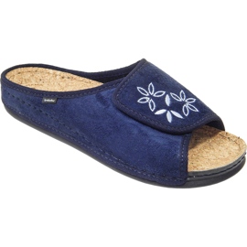 Slifori femminili Inblu Korków 155d153 Blue con ricamo