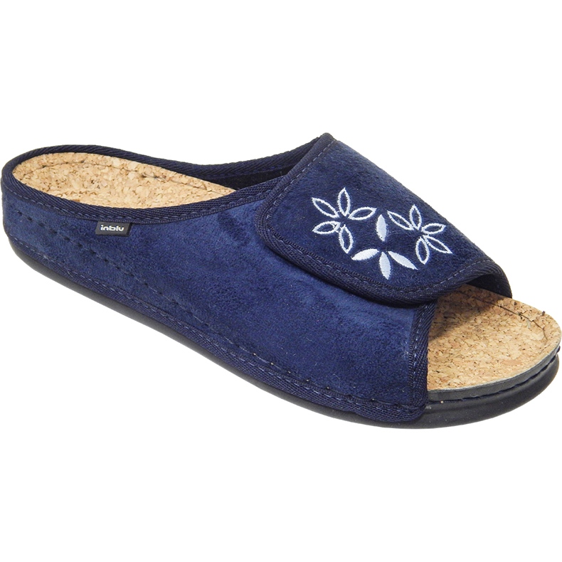 Slifori femminili Inblu Korków 155d153 Blue con ricamo