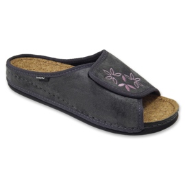 Ciabatte da donna Inblu con plantare in sughero 155D154, grigio con ricami