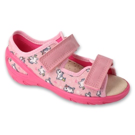 Sandali da bambino Befado con inserto in pelle con velcro 063X019 rosa