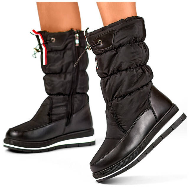 Doposci alti da donna con risvolto, neri 8302B nero