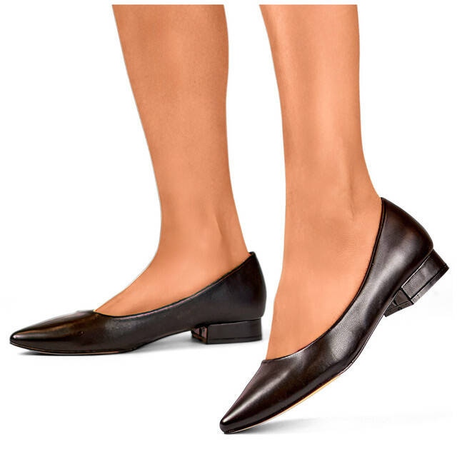 Scarpe classiche da donna con tacco basso e appuntito, nere DO-104B nero