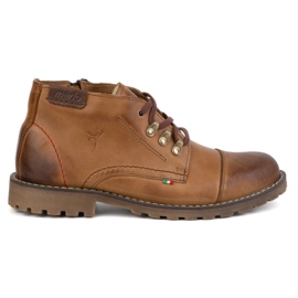 Olivier Stivaletti invernali corti da uomo in pelle, 963MP, rossi beige