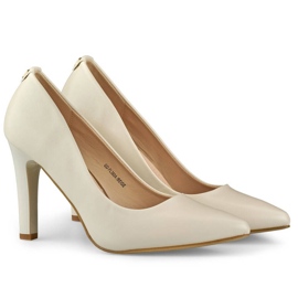 Décolleté beige con tacco da donna GD-FL360BE