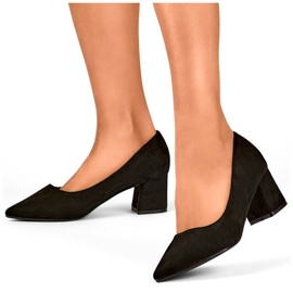 Décolleté da donna in pelle scamosciata nera a punta, con tacco basso KJ-10B nero