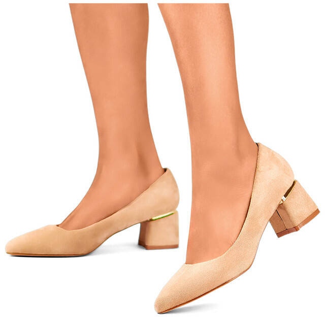 Décolleté a punta da donna su blocco, beige XR-103B-BE