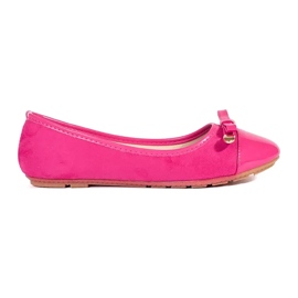 Ballerine basse da donna rosa con punta in vernice