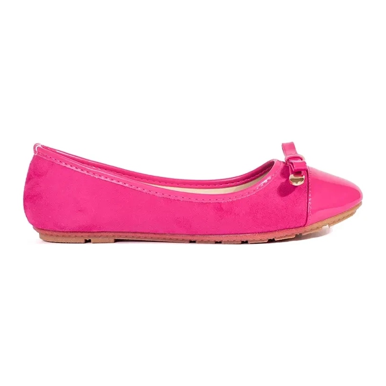 Ballerine basse da donna rosa con punta in vernice