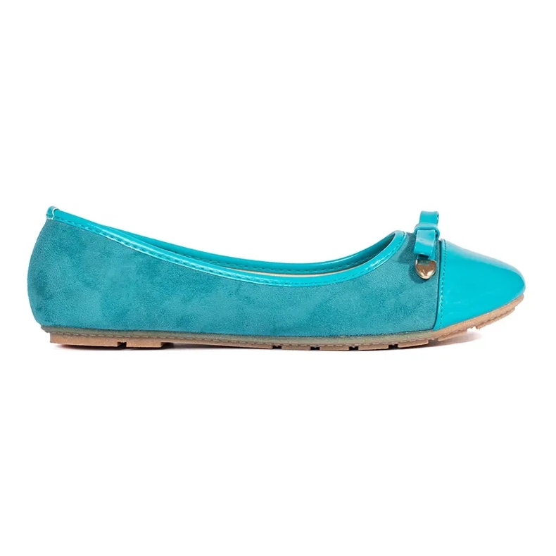 Ballerine basse da donna blu con punta in vernice