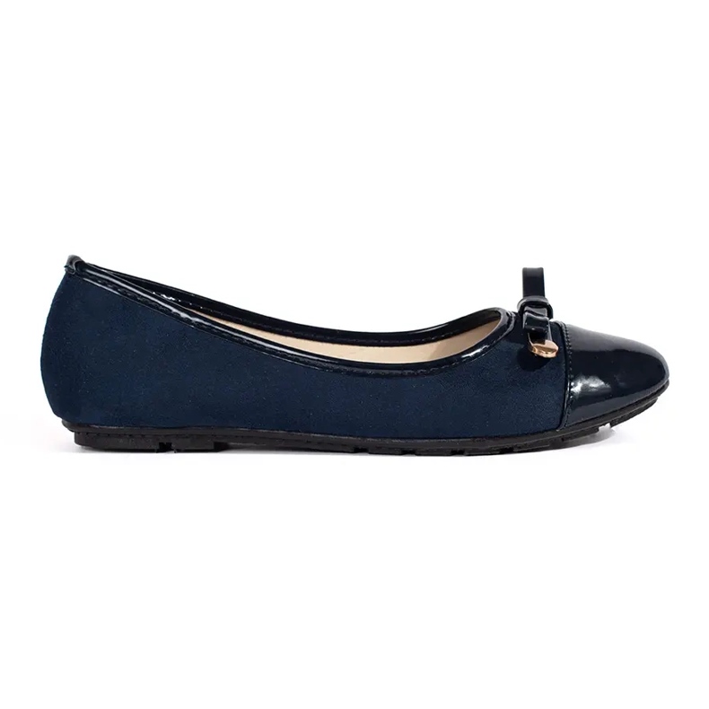 Ballerine basse da donna blu navy con punta in vernice
