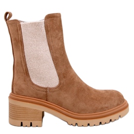 Stivaletti Chelsea Peredin Khaki con risvolto in maglione beige