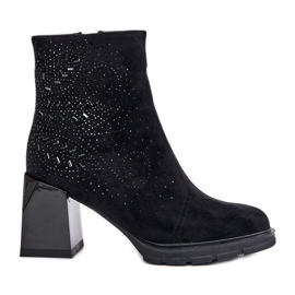S.Barski Stivali da donna isolanti con tacco alto con decorazione D&amp;A MR880-130 Nero