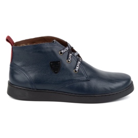 Scarpe Chukka da uomo in pelle KAMPOL 110/63 blu navy