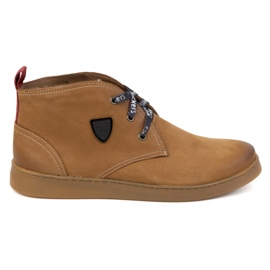 Scarpe Chukka in pelle da uomo KAMPOL 110/410 marrone chiaro beige