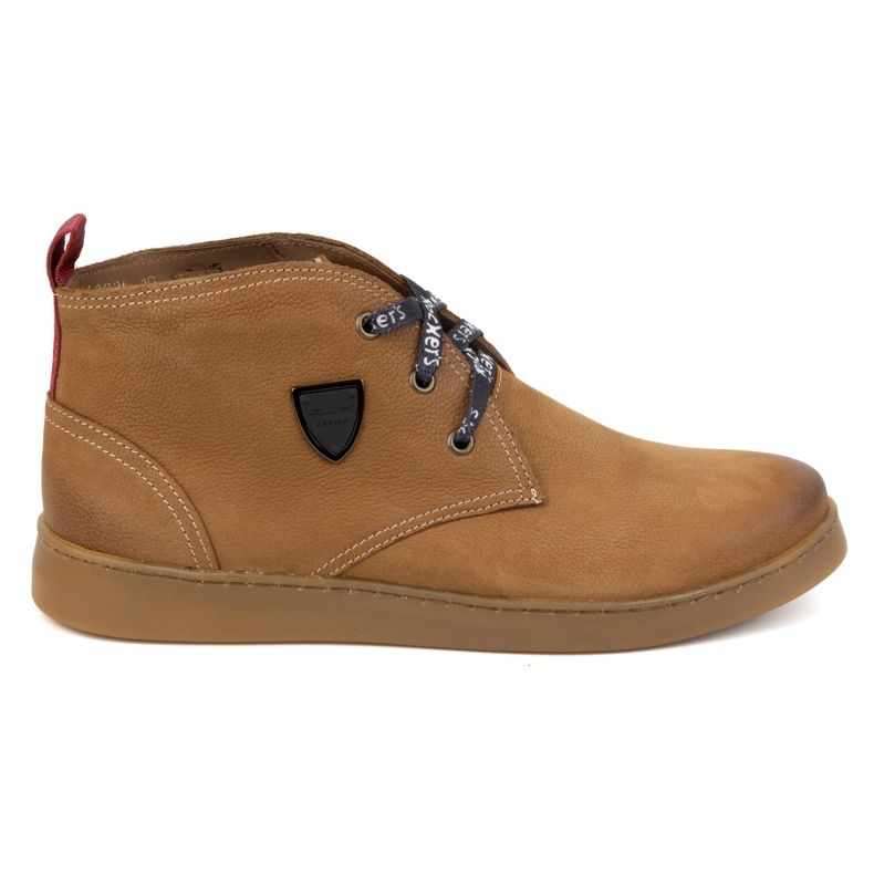 Scarpe Chukka in pelle da uomo KAMPOL 110/410 marrone chiaro beige
