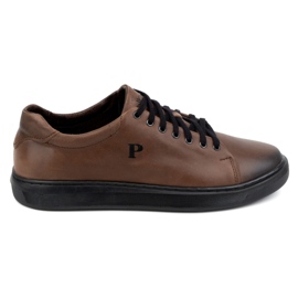 Polbut Scarpe da uomo, sneakers in pelle 2127, colore testa di moro marrone