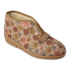 Befado Pantofole da donna isolate con lana di pecora PU 031d038 con fiori beige