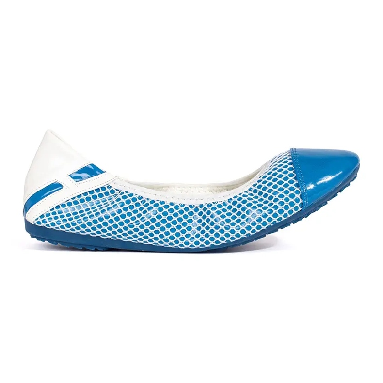 Ballerine morbide bianche e blu con elastico